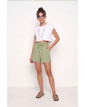 Happiness İstanbul High Waist Drawstring Mini Shorts With Binding Detail - Multicolour