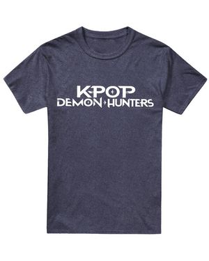 K-Pop Demon Hunters Adult Logo Heather T-Shirt - Blue