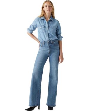 Levi's Levis Damesjeans Met Hoge Taille En Wijde Pijpen, Met Ribpatroon (Wandelingen - Blauw
