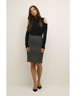 Kaffe Rok Regular Fit Black / Chalk Mini Check Black Offwhite - Zwart