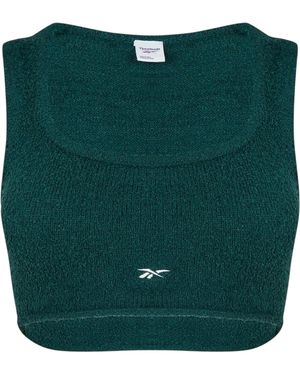 Reebok Klassieke, Getailleerde, Cropped Tanktop Van Polyester Voor (Bosgroen)