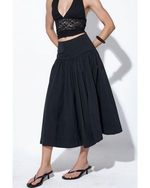 Busem Hoge Taille A-Lijn Midi Rok - Blauw