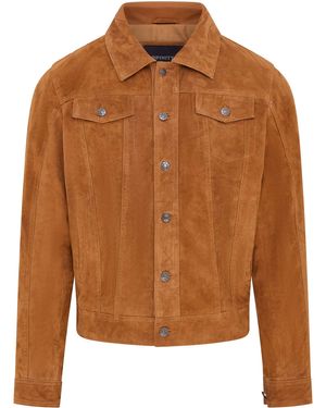Infinity Leather Goat Suede Jacket- Nurmes - Brown