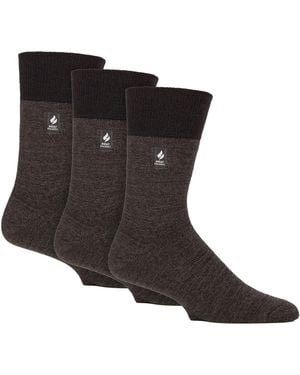 Gentle Grip 3 Pack Thermal Socks Warm Winter Crew With Brushed Inner - Black