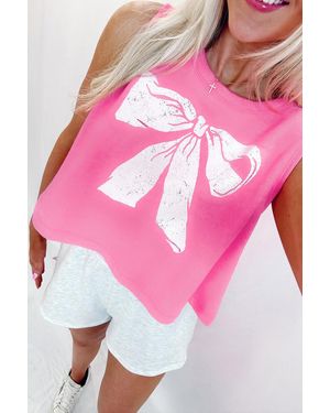 Azura Exchange Boog Graphic Mouwloos Crop Top - Roze