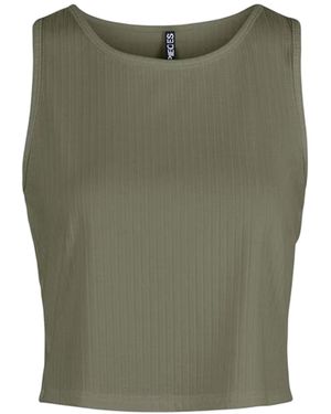 Pieces Korte, Slanke, Mouwloze Tanktop Voor (Diep) - Groen