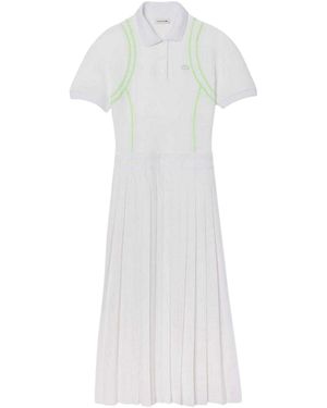 Lacoste Neon Tape Poloshirt Jurk - Wit