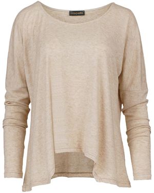 Conquista Melange Knit Handkerchief Hem Top - Natural