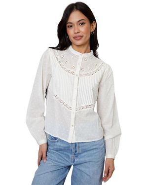 Threadbare Rani-Blouse Met Bandkraag Voor - Wit