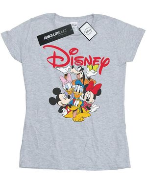 Disney Ladies Mickey Mouse Crew Cotton T-Shirt (Sports) - Grey