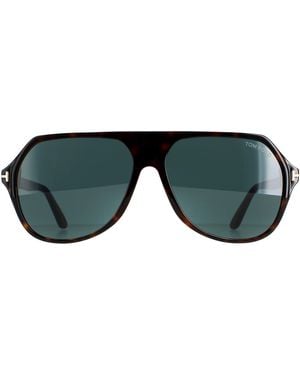 Tom Ford Aviator Dark Havana Ft0934 Hayes Zonnebril - Groen