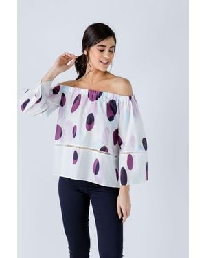Conquista Off The Shoulder Print Top - White