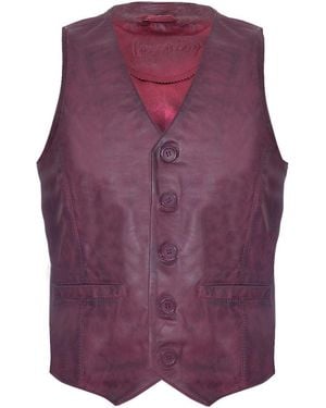 Infinity Leather Leather Waistcoat Formal Traditional Gilet Vest - Purple