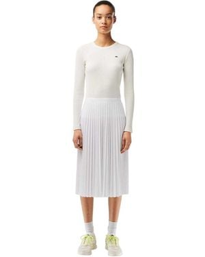 Lacoste Midi-Rok Voor Met Plooien En Elastische Tailleband - Wit