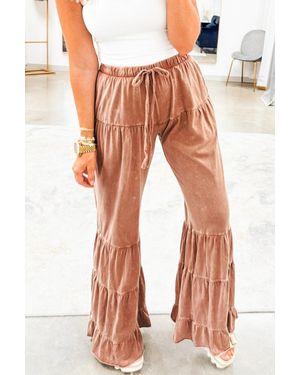 Azura Exchange Gelaagde Rimpel Casual Broek - Bruin