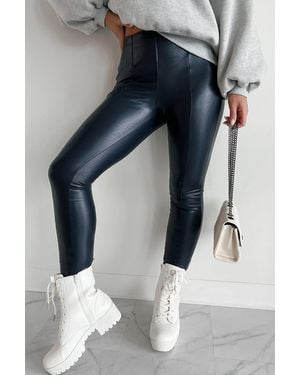 Azura Exchange Faux Leather Slim Leggings - Blue