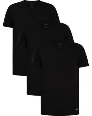 Lyle & Scott Set Van 3 Basic Lounge T-Shirts Met V-Hals - Zwart