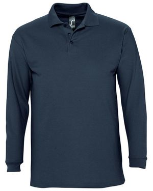Sol's Winter Ii Long Sleeve Pique Cotton Polo Shirt - Blue