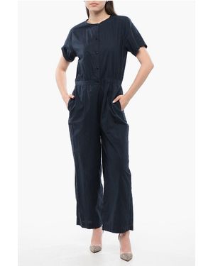 Woolrich Jumpsuit Met Korte Mouwen En Knopen In Middernachtblauw