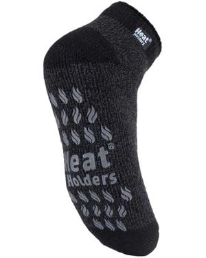 Heat Holders 2.3 Tog Non Slip Low Cut Ankle Thermal Slipper Socks With Grips - Black