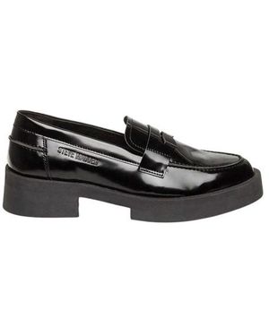 Steve Madden Marina Casual Penny Loafers Van Lakleer Met Lage Blokhak - Zwart