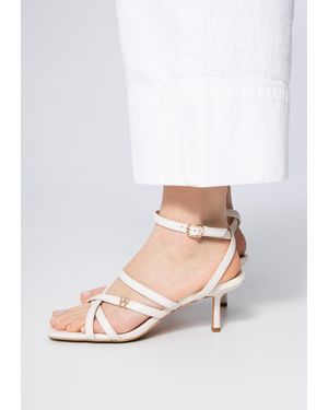 Wittchen Leren Sandalen Met Bandjes Op Hoge Hak, Natuurlijk Leer - Wit