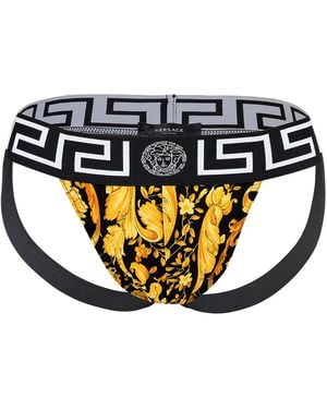Versace Stretch Biologisch Jersey Barocco All Over Jockstrap - Metallic