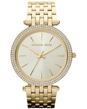 Michael Kors Mk3191 Darci Glitz Dial Pave Bezel Crystal Watch Stainless Steel - Metallic