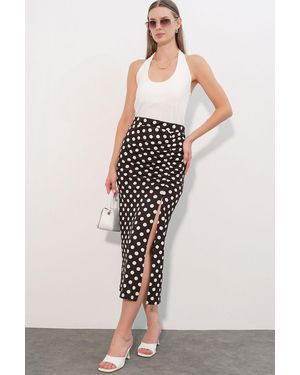 Bigdart Hoge Taille Polka Dot Midi Rok - Meerkleurig