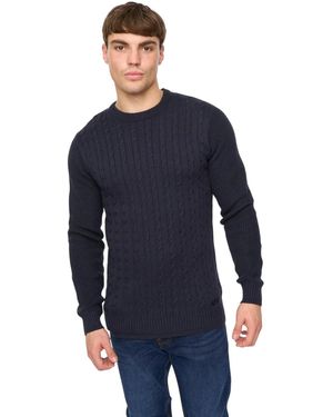 Crosshatch Kabstars Kabelgebreide Pullover (Marine) - Blauw