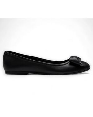 Windsor Smith Leather Bellarina Flat Shoes With Bow - Black