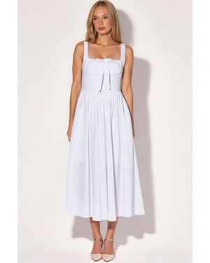 Busem Midi Dress With Square Collar And Button Detail - White