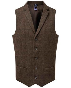 PREMIER Herringbone Waistcoat - Brown