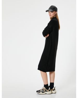 Koton Jurken Midi-lengte Rechte Kraag Jurk - Zwart