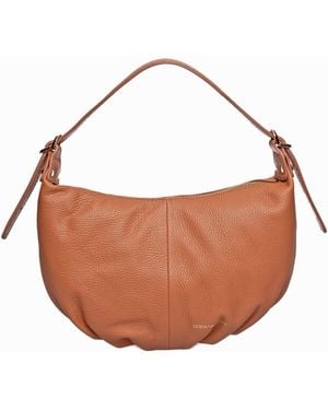 Luisa Vannini Cognac Rundleer Tas - Bruin