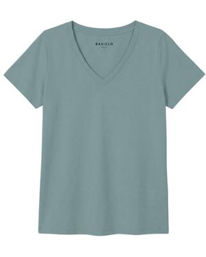 Basiclo V-Neck Premium T-Shirt Smoke - Blauw