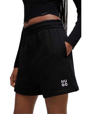 HUGO Katoenen Elastische Taille Sweat Shorts - Zwart