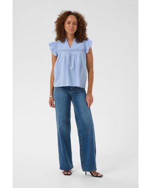 Kaffe Blouse Met Korte Mouwen Kacarrie Blouse Met Korte Mouwen Regular Fit - Blauw