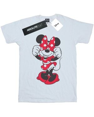 Disney Ladies Minnie Mouse Bow Eyes Cotton Boyfriend T-Shirt - White