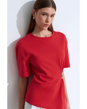 Dilvin Crew Neck Short-Sleeve Jersey T-Shirt - Red