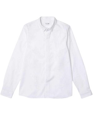Lacoste Poplin Slim Overhemd Met Verborgen Sluiting - Wit