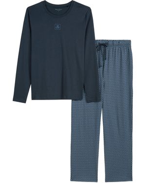 Marc O' Polo Mannen Pyjama Blend & Pair Cotton - Blauw