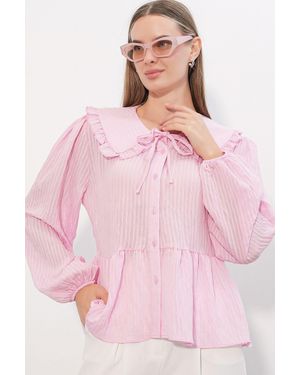 Bigdart Blouse Van Viscose-Mix Met Baby Kraag - Roze