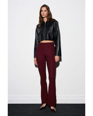 Dilvin High-Waist Flare Leggings With Button Detail - Red