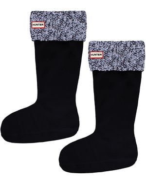 HUNTER Block Stripe Tall Sock Boot - Black