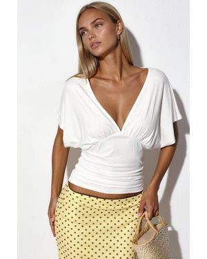 Busem Slim Fit V-Hals Jersey Blouse - Wit