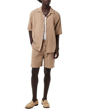Albam Herenoverhemd Met Gekreukelde Stof En Relaxte Pasvorm (Warm) - Naturel