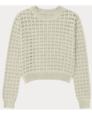 MixRay Gelaagd Gebreid Relaxed Crop Sweater Met Ronde Hals - Wit