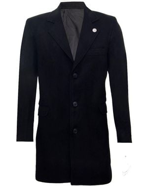 TruClothing Long Wool Slim Fit Overcoat - Blue