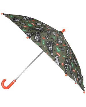 Mountain Warehouse Kinderen Dino Skelet Vouwparaplu (Donkergroen)